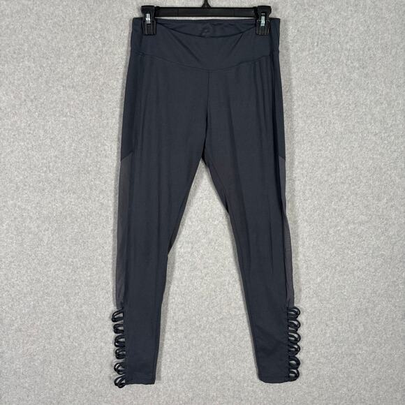 Balance Collection Leggings Women Medium Blue Gray Cut Out Mesh Strappy Yoga 7/8 - Picture 1 of 11